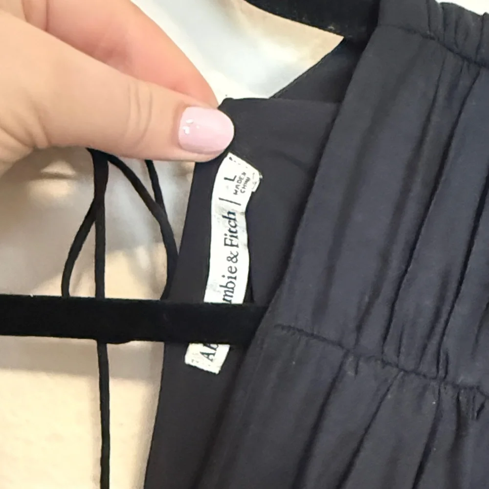 Abercrombie & Fitch Black Maxi Dress with Deep V and Smocked Waist